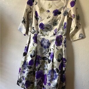 Alex Marie Cream & Purple Floral Dress